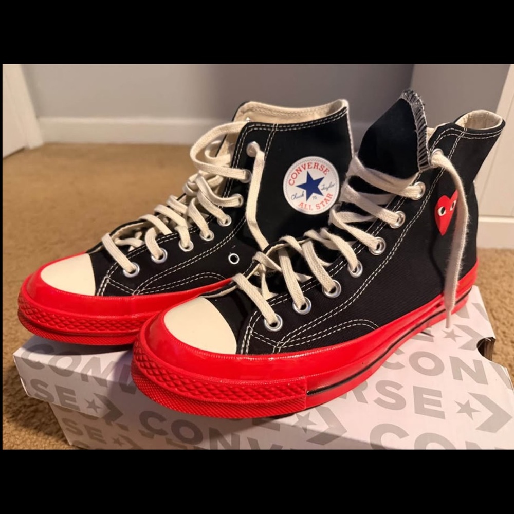 Converse Black and Red Heart High-Tops